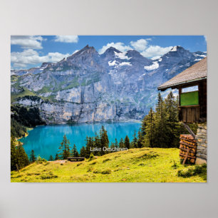 scenfotografi av sjö Oeschinen Poster