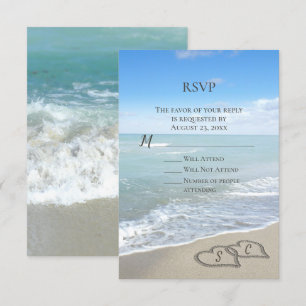 Scenhjärtan i OSAN Sand Beach Wedding Inbjudningar