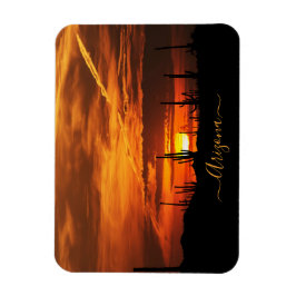 Scenia Arizona Saguaros vid Sunset Magnet