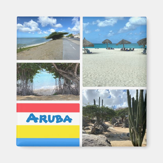 Scenia Beach och Desert Aruba Magnet (Framsidan)
