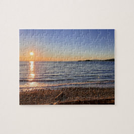 Scenia Beach Sunset Photo Jigszle Puzzle Pussel