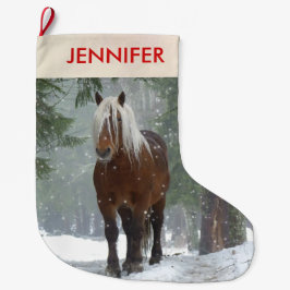 Scenia Brown Horse i en vinterjul Stor Julstrumpa