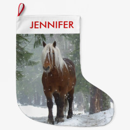 Scenia Brown Horse i en vinterjul Stor Julstrumpa