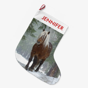 Scenia Brown Horse i en vinterjul Stor Julstrumpa