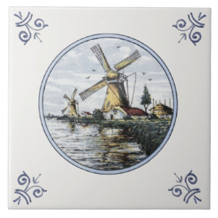 Scenia Delft Polychrome Vatten Kant Ceramic Tile Kakelplatta