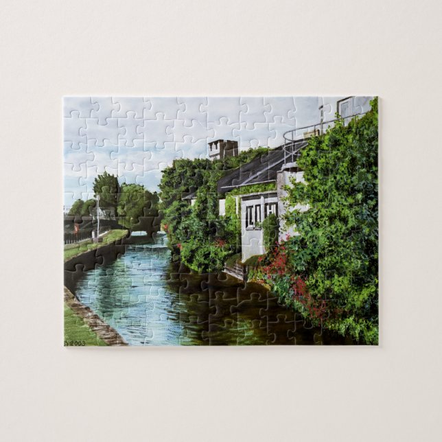Scenia Galway City Ireland Canal Painting Pussel (Horisontell)