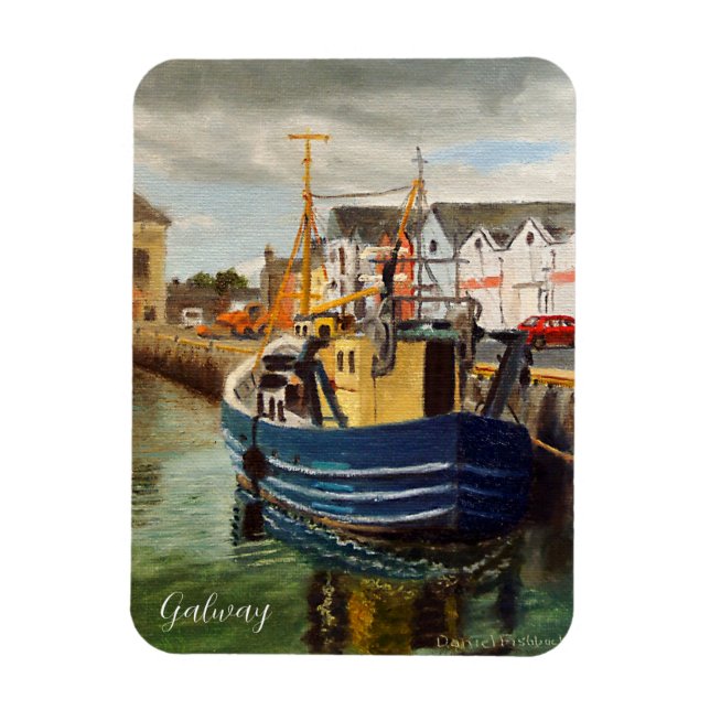Scenia Harbor i Galway City Ireland Magnet (Vertikal)