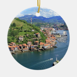 Scenia harbor mouth Pasaia, Baskien land Julgransprydnad Keramik