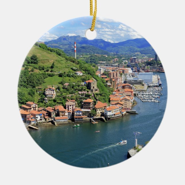 Scenia harbor mouth Pasaia, Baskien land Julgransprydnad Keramik (Framsidan)