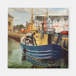 Scenia Harbour i Galway City Ireland FishBoat Magnet