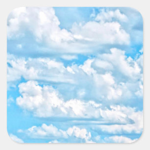 Scenia Lycklig Sunny Clouds Background Fyrkantigt Klistermärke