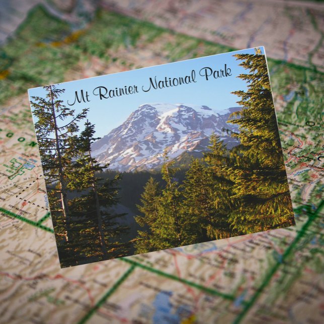 Scenia Mount Rainier Travel Photo Vykort (In Situ Map)