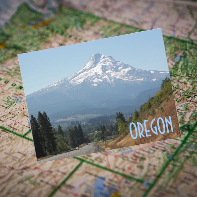 Scenia Oregon and Mount Huva Travel Photo Vykort (In Situ Map)