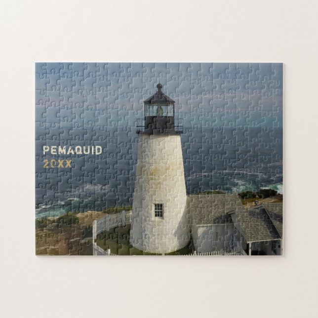 Scenia Pemaquid Point Lighthouse Jigszle Puzzle Pussel (Horisontell)