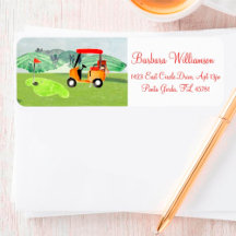 Scenia Roligt Golf Cart Grönts Return-adressetiket