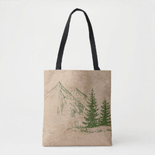 Scenia Rustic Mountains och Träd Bag Tygkasse