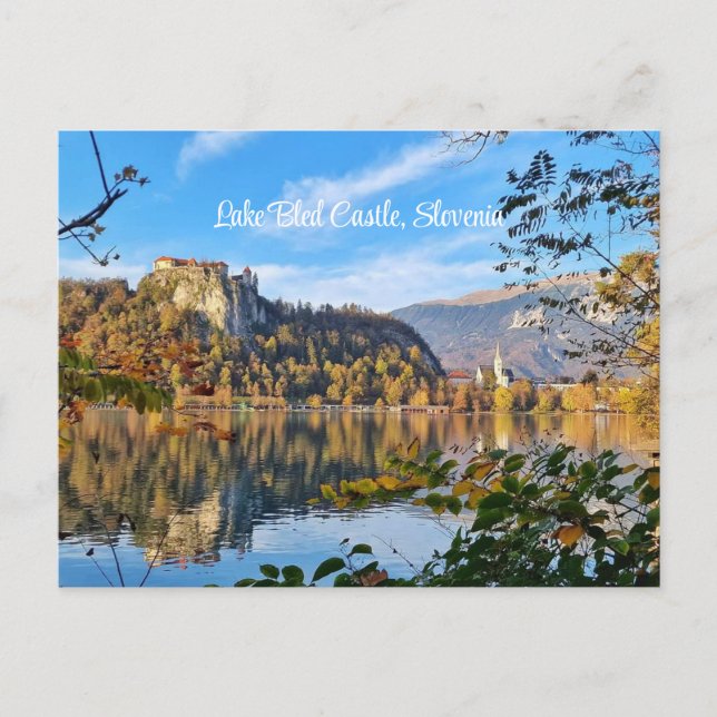 Scenia Sjö Bled Castle in the fall, Slovenien Vykort (Framsida)