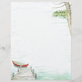 Scenia Sjö och Canoe Watercolor Brevhuvud