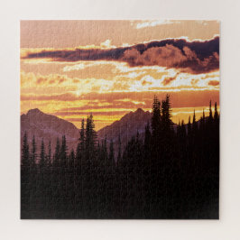 Scenia Sunset Mountains Jungle Gräs träd Fall Pussel