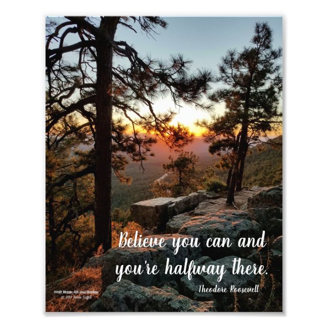 Scenia Sunset View/Quote av Theodore Roosevelt Fototryck (Framsidan)