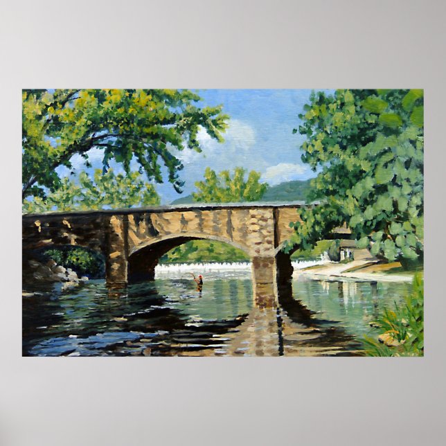 Scenia View of Missouri Trout Stream Fishing Poster (Framsidan)