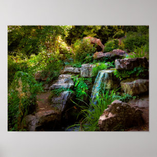 Scenia Waterfall bild i japanska Sten Gardens Poster