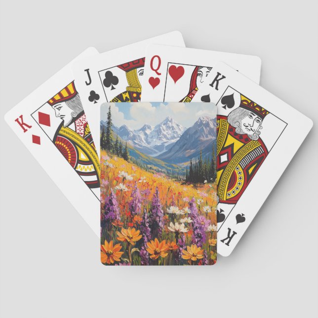 Scenia Wildblommor och Mountains Fine Art Casinokort (Baksidan)