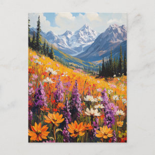 Scenia Wildblommor och Mountains Fine Art Vykort