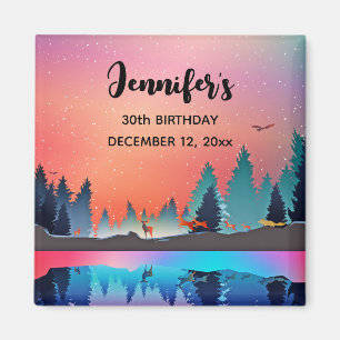 Scenia Winter Sjö med Hjort Birthday Magnet