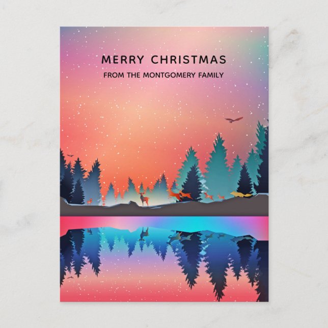 Scenia Winter Sjö med Hjort jul Helg Vykort (Framsida)