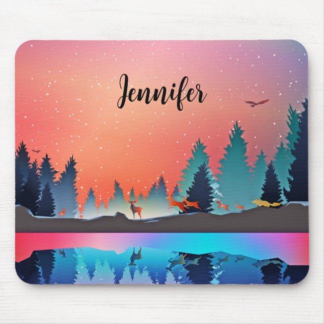 Scenia Winter Sjö med Hjort Musmatta (Framsidan)