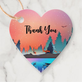 Scenia Winter Sjö med Hjort Tack Gåvor Etiketter