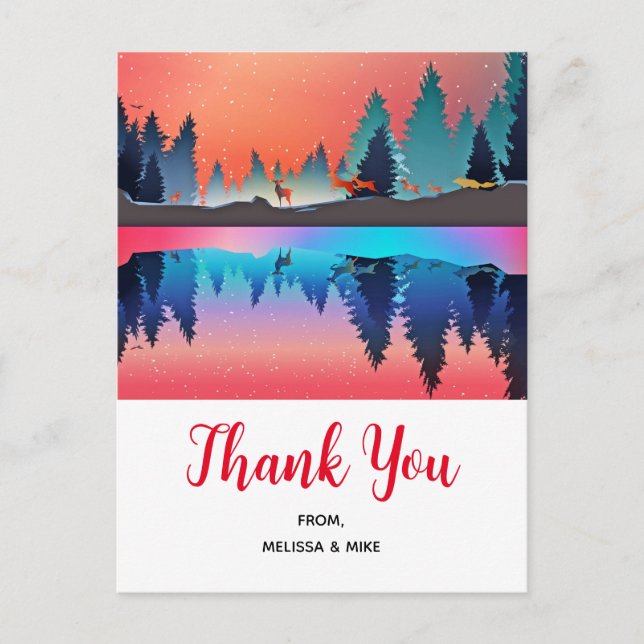 Scenia Winter Sjö med Hjort Tack Vykort (Framsida)