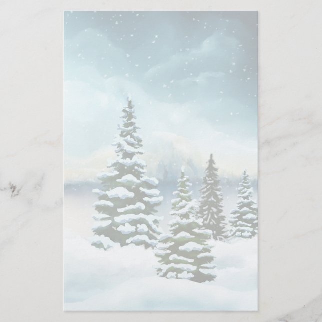 Scenia Winter Wonderland Watercolor Painting Brevpapper (Framsida)