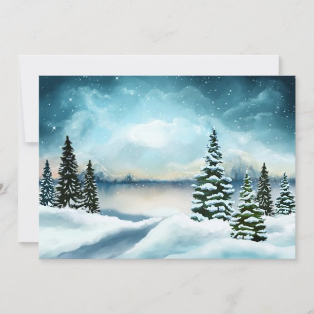 Scenia Winter Wonderland Watercolor Painting Julkort (Framsida)
