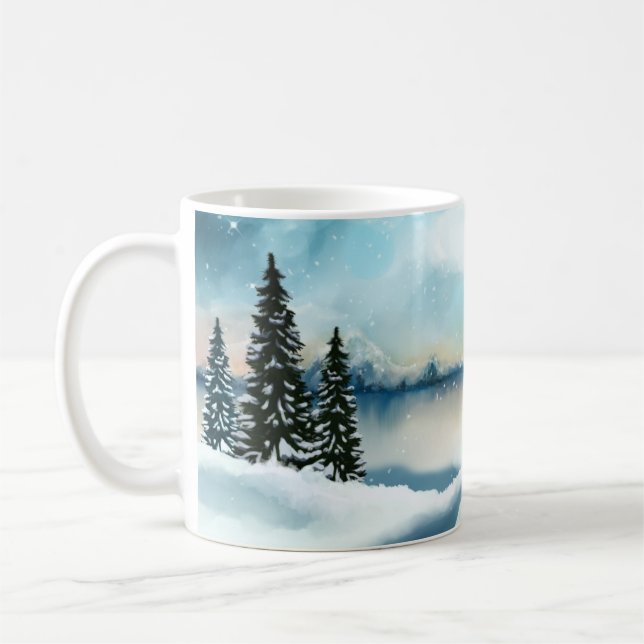 Scenia Winter Wonderland Watercolor Painting Kaffemugg (Vänster)