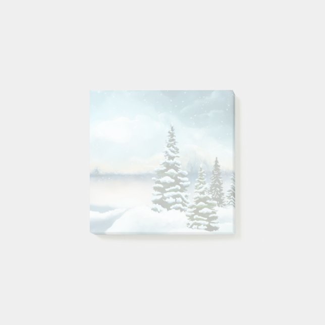 Scenia Winter Wonderland Watercolor Painting Post-it Block (Framsida)