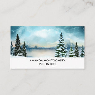Scenia Winter Wonderland Watercolor Painting Visitkort
