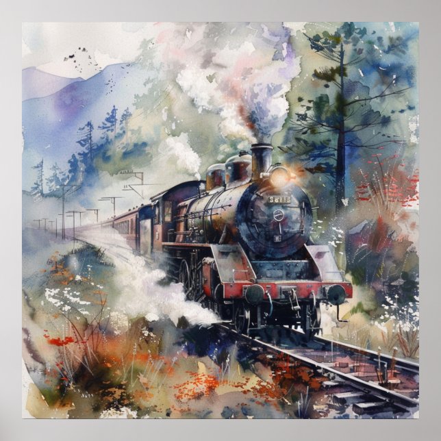 Scenic Landscape with Train Poster (Framsidan)