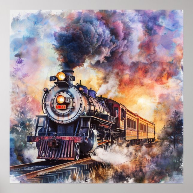 Scenic Landscape with Train Poster (Framsidan)