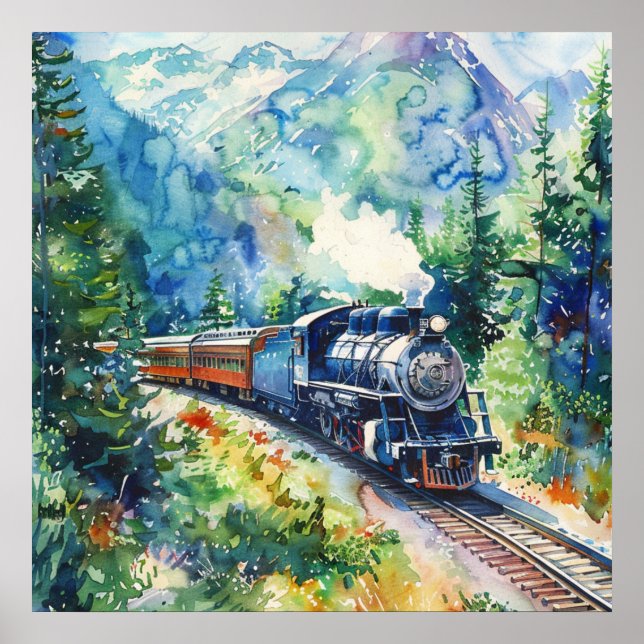 Scenic Landscape with Train Poster (Framsidan)