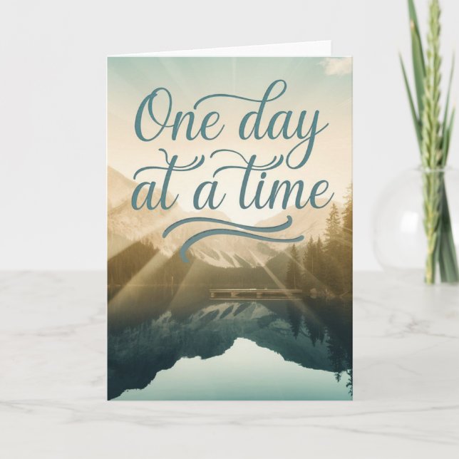 Scenic Mountain Lake "One Day at a Time" card Kort (Framsida)