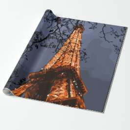 Scenien Eiffel Torn Paris Frankrike vid nattMajest Presentpapper