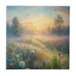 Scenisk ängsskugga med blommor kakelplatta<br><div class="desc">En skugga med blommor och träd</div>