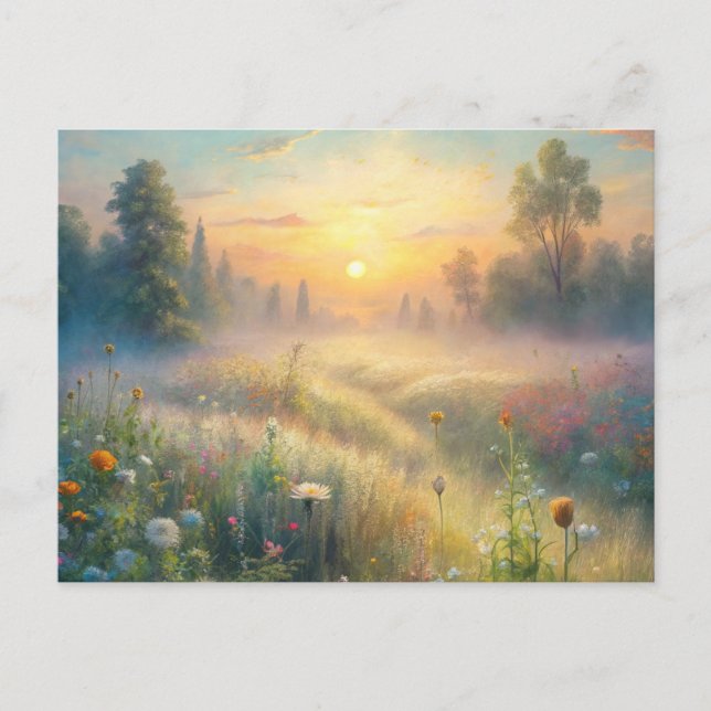 Scenisk ängsskugga med blommor vykort (Framsida)