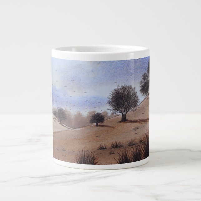 scenisk höstlandskap bild originalkonst jumbo mugg (Framsidan)