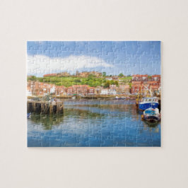 Scenisk målning av Whitby Harbour Pussel