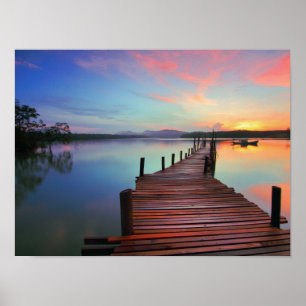 Scenisk soluppgång i Sjö Poster
