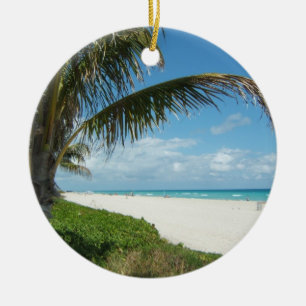 Scenisk strand, sidohandflatangren julgransprydnad keramik
