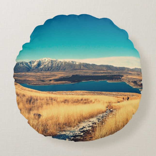 Scenisk syn i Mt John-toppmötesståndpunkt, Sjö T Rund Kudde (Framsidan)